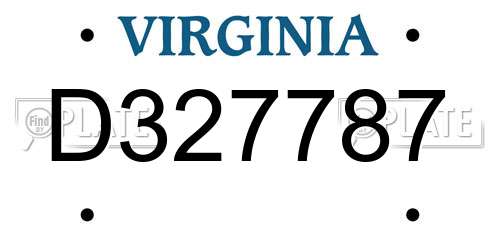 D327787 Virginia License Plate
