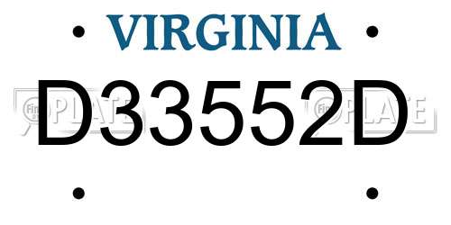 D33552D Virginia License Plate