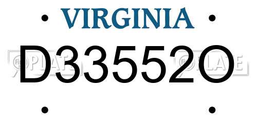 D33552O Virginia License Plate
