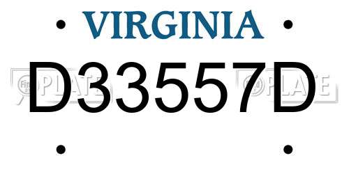 D33557D Virginia License Plate