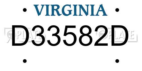 D33582D Virginia License Plate
