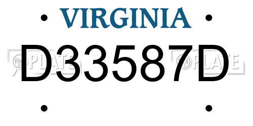 D33587D Virginia License Plate