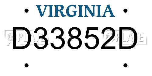 D33852D Virginia License Plate