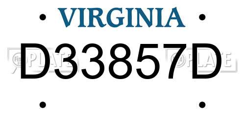 D33857D Virginia License Plate