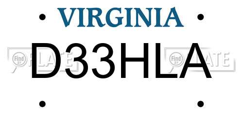 D33HLA Virginia License Plate
