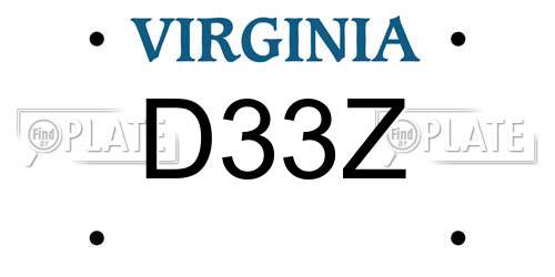 D33Z Virginia License Plate