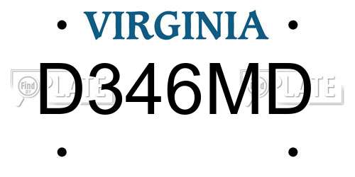 D346MD Virginia License Plate
