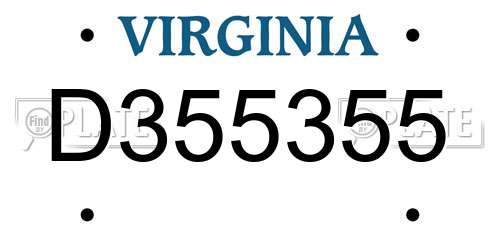 D355355 Virginia License Plate