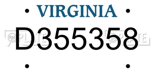 D355358 Virginia License Plate