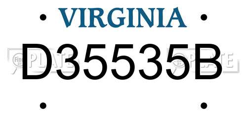 D35535B Virginia License Plate