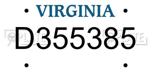 D355385 Virginia License Plate