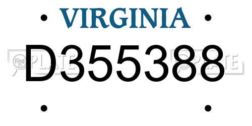 D355388 Virginia License Plate