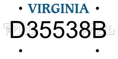 D35538B Virginia License Plate