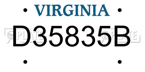 D35835B Virginia License Plate