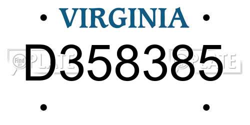 D358385 Virginia License Plate