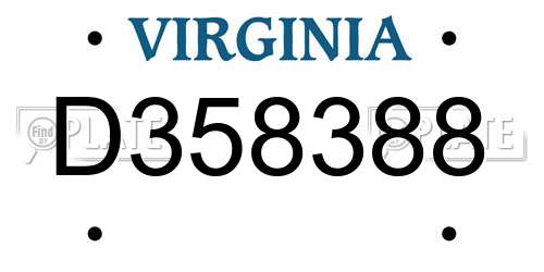 D358388 Virginia License Plate