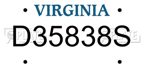 D35838S Virginia License Plate