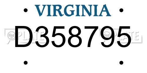 D358795 Virginia License Plate