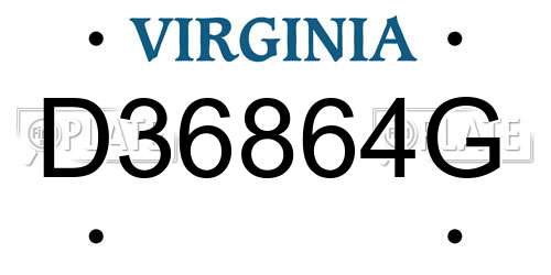 D36864G Virginia License Plate