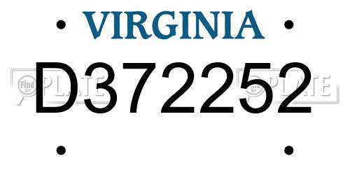D372252 Virginia License Plate