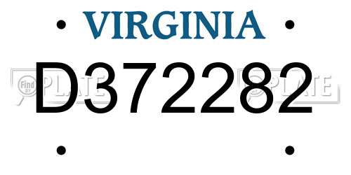 D372282 Virginia License Plate