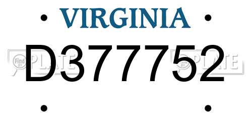 D377752 Virginia License Plate