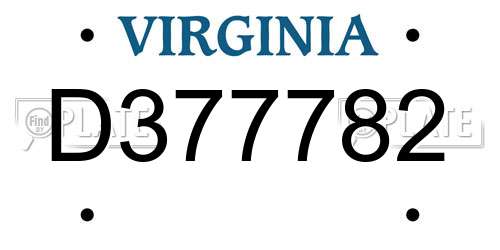 D377782 Virginia License Plate