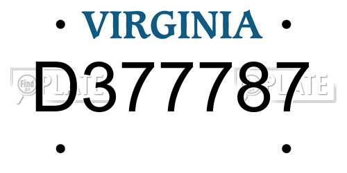 D377787 Virginia License Plate