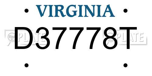D37778T Virginia License Plate