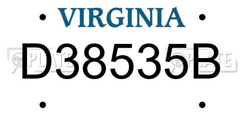 D38535B Virginia License Plate