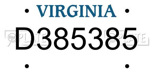 D385385 Virginia License Plate