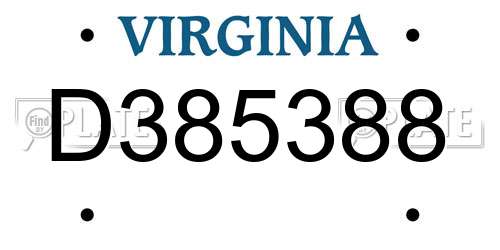D385388 Virginia License Plate