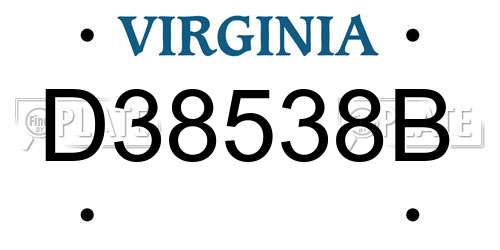 D38538B Virginia License Plate