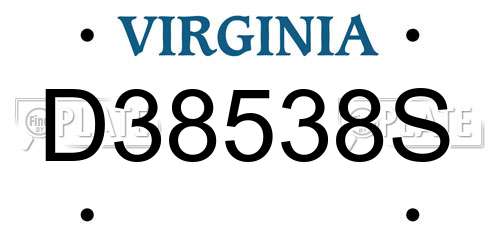 D38538S Virginia License Plate