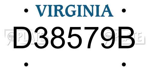 D38579B Virginia License Plate