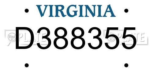 D388355 Virginia License Plate
