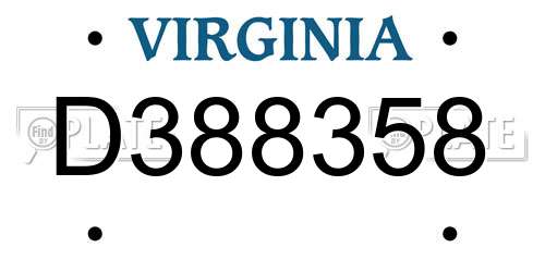 D388358 Virginia License Plate