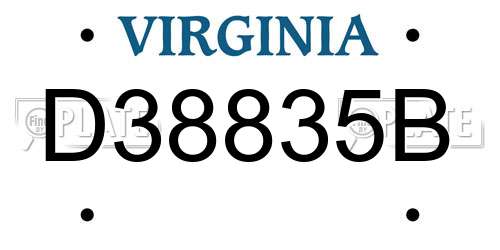 D38835B Virginia License Plate
