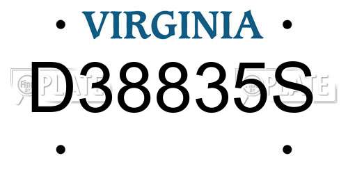 D38835S Virginia License Plate