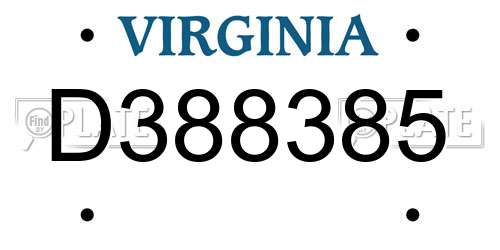 D388385 Virginia License Plate