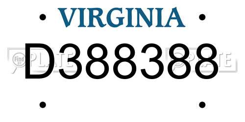 D388388 Virginia License Plate