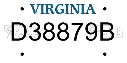 D38879B Virginia License Plate