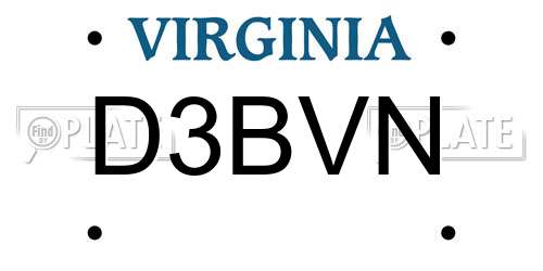 D3BVN Virginia License Plate