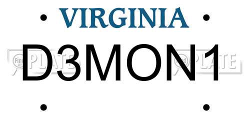 D3MON1 Virginia License Plate
