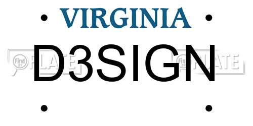 D3SIGN Virginia License Plate