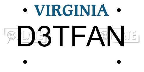 D3TFAN Virginia License Plate