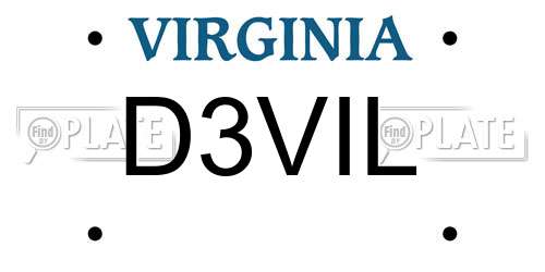 D3VIL Virginia License Plate