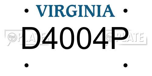 D4004P Virginia License Plate