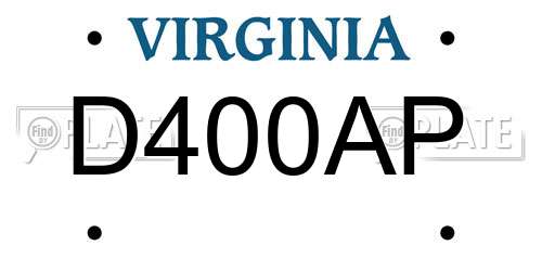 D400AP Virginia License Plate