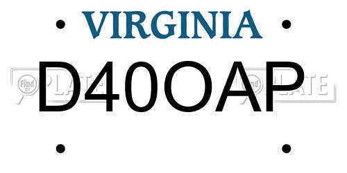 D40OAP Virginia License Plate